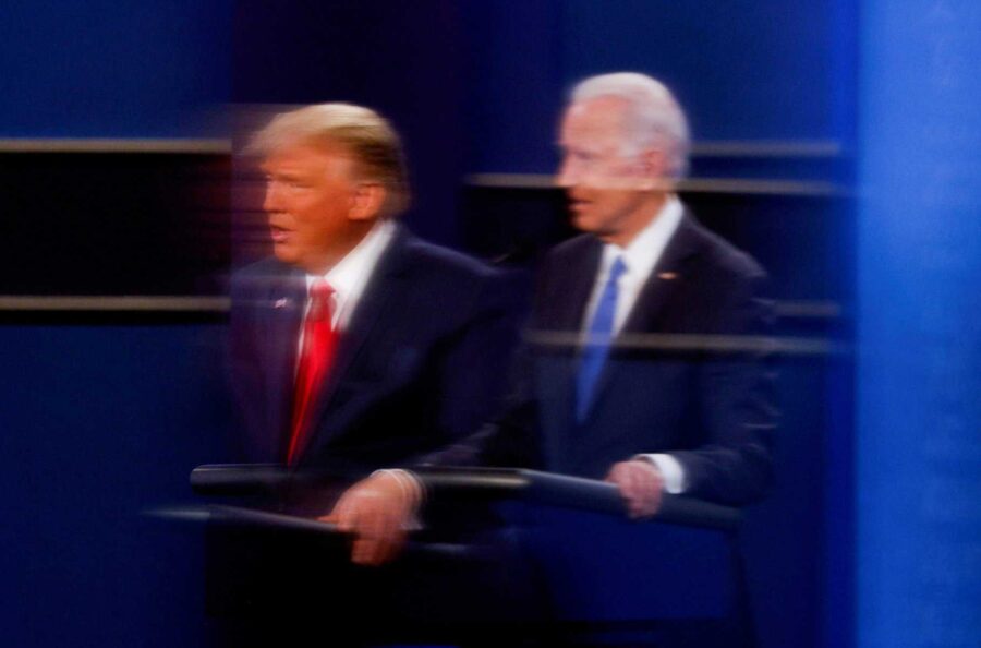 Biden is doing his best to bring the debate about coward Trump to light