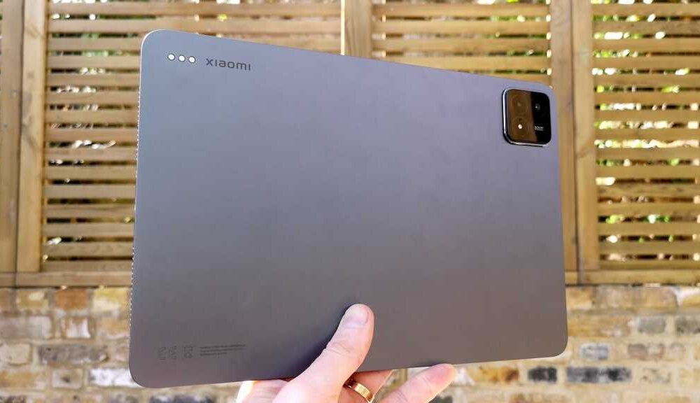 The Xiaomi Pad 6S Pro viewed from the rear