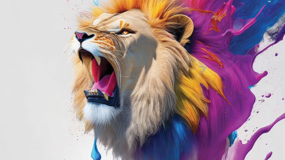 Lion paint splash generated with ai