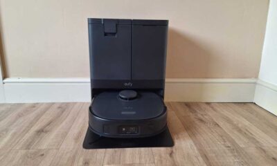 A front view of the Eufy X10 Pro Omni Robot Vacuum and Mop