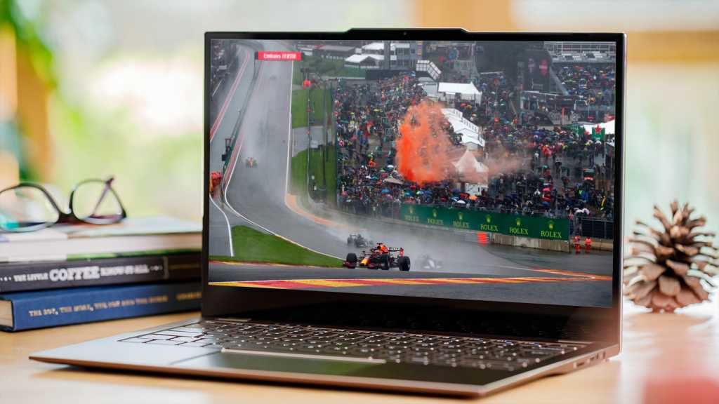 Laptop showing Spa F1 race