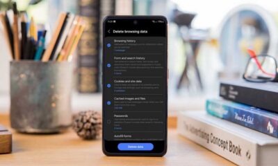 Samsung Internet Delete browsing data screen on a smartphone