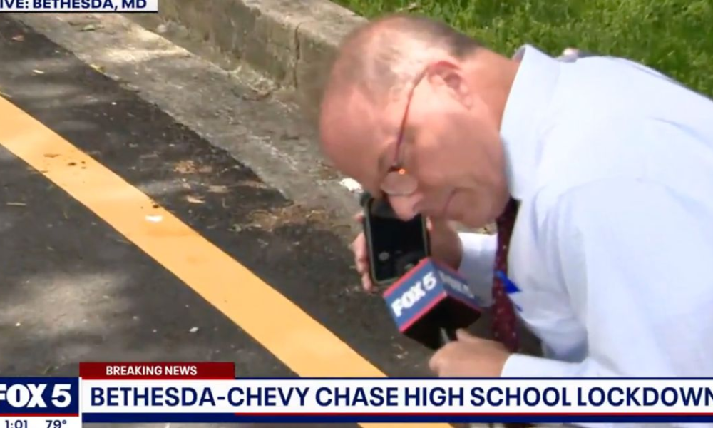 Reporter reports on school closure while son is still in custody