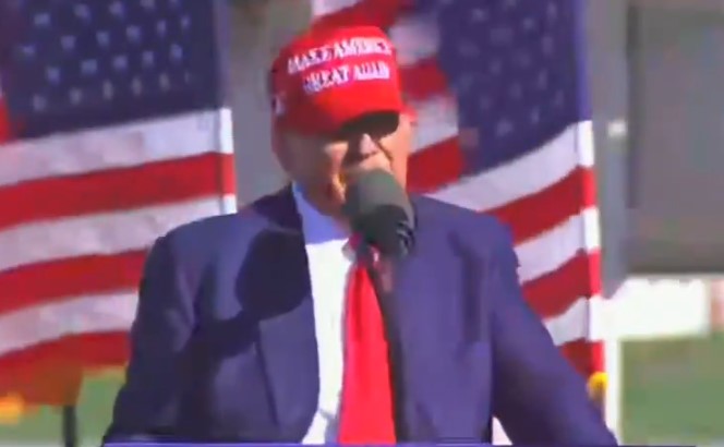 Trump speaks at a campaign event in Michigan.