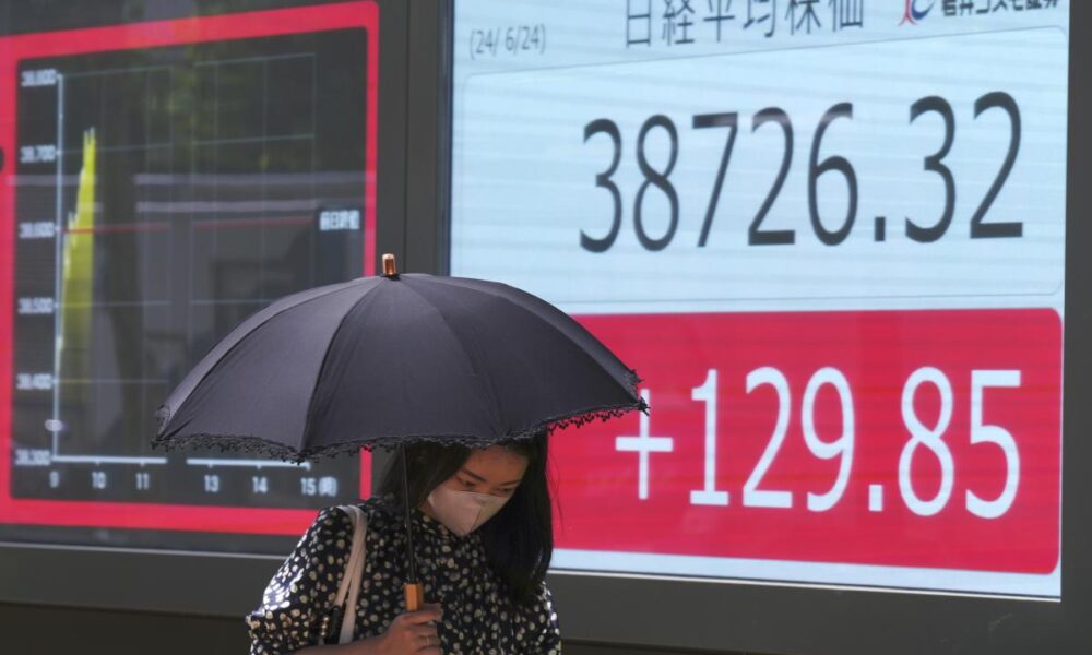 Asian shares lower after Wall Street ends another winning week