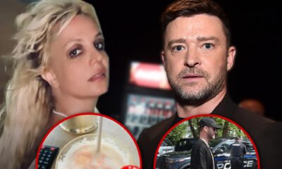 Britney Spears shows off a cocktail after Justin Timberlake's DWI arrest