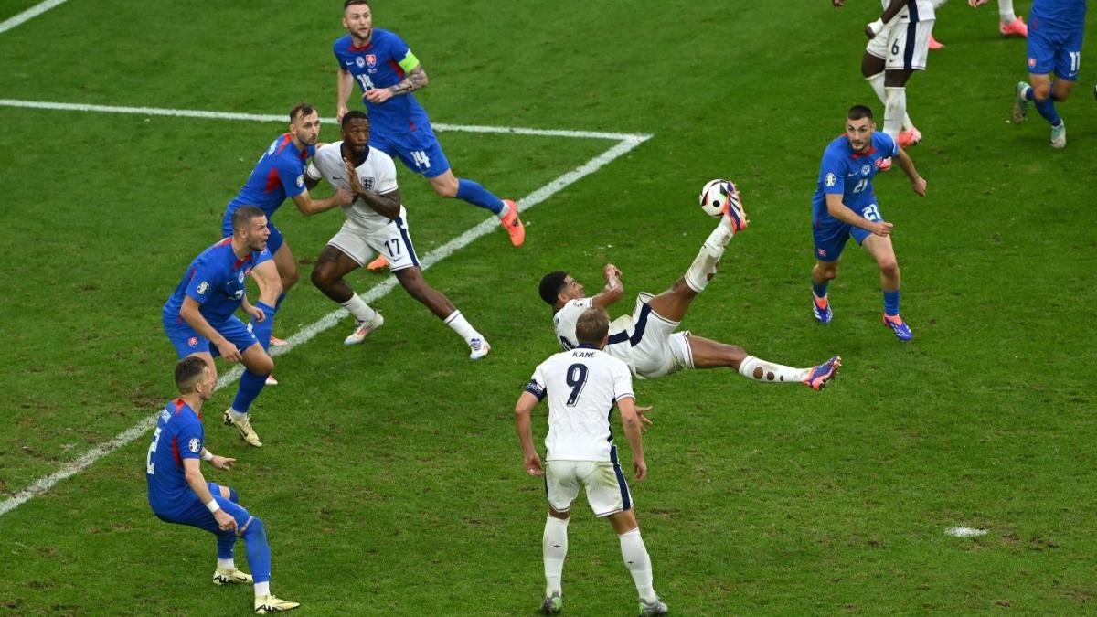 England's Jude Bellingham scores a clutch and late bicycle kick to draw Gareth Southgate's men level with Slovakia