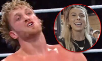 Logan Paul performs 'Hawk Tuah' move during WWE fight