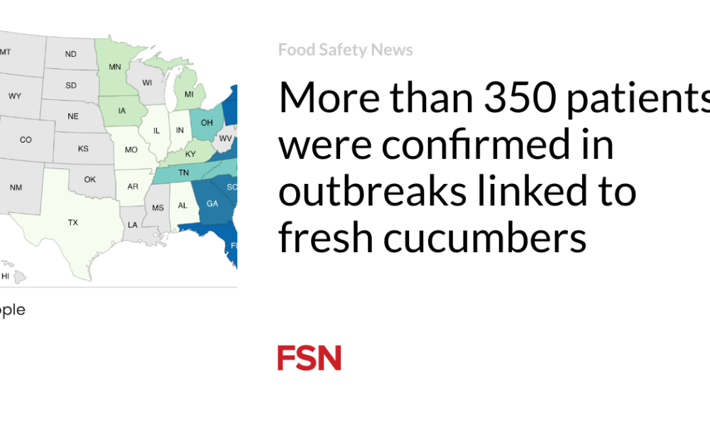 More than 350 patients have been confirmed in outbreaks linked to fresh cucumbers