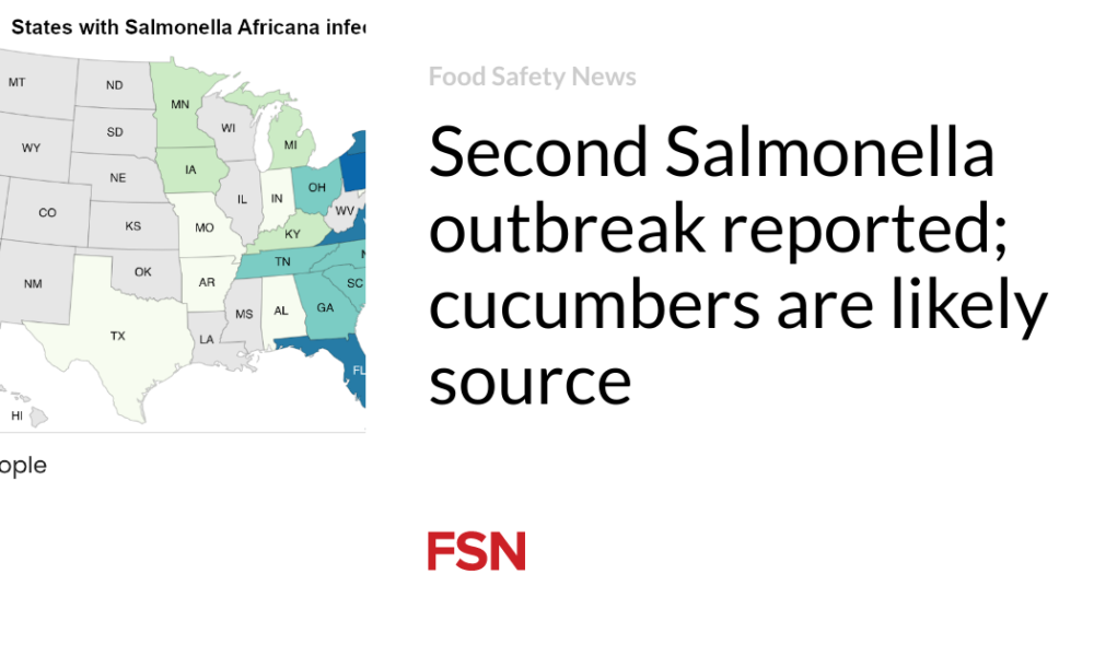 Second Salmonella outbreak reported;  cucumbers are likely the source
