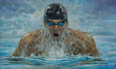 Golden Eight' signed Michael Phelps paintings for sale ahead of the Paris Olympics