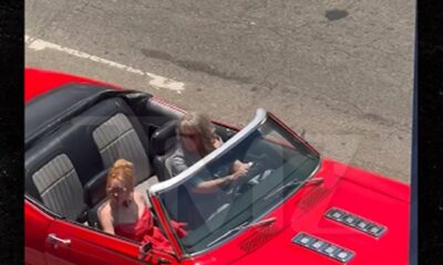 Lindsay Lohan and Jamie Lee Curtis leave in Convertible for 'Freaky Friday 2'