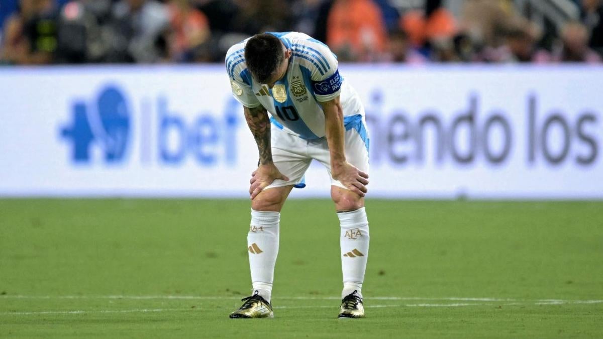 Lionel Messi leaves the Copa America final in tears after suffering an injury as Argentina and Colombia battle for the title