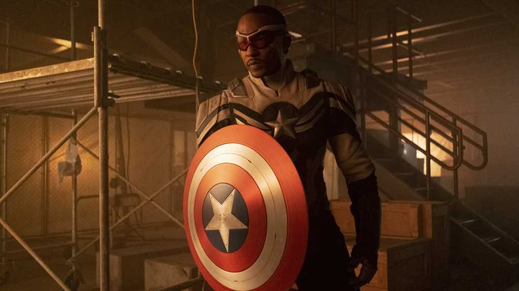 Captain America/Sam Wilson holding the Shield