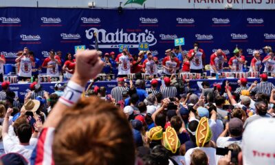 Patrick Bertoletti wins Nathan's hot dog eating contest while the champion is away