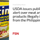 USDA issues a public health alert about meat and poultry products illegally imported from the Philippines