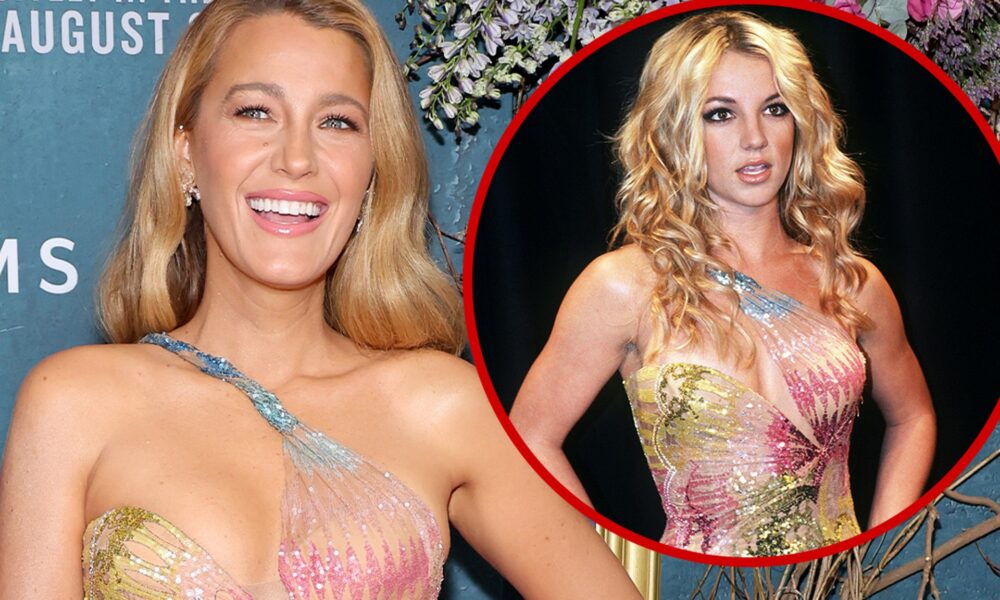 Blake Lively channels Britney Spears at movie premiere with Versace dress