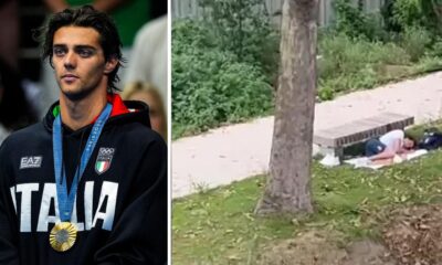 Olympic medalist spotted sleeping in the park after winning gold