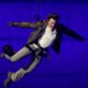 Tom Cruise performs stunts during the closing ceremony of the Olympic Games in Paris