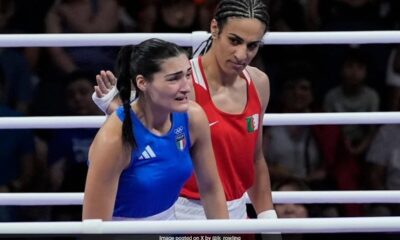 Women's boxing match at the Paris Olympics sparks gender row;  Imane Khelif;  Angela Carini;  2024 Olympic Games in Paris